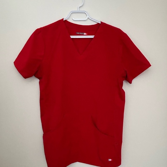 LITE Tech Red V-Neck Scrub Top - Picture 1 of 4